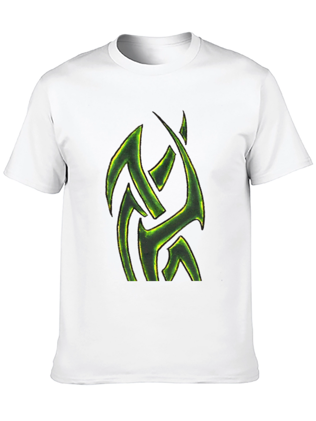 Mens Black T-Shirt with Green Tribal Design