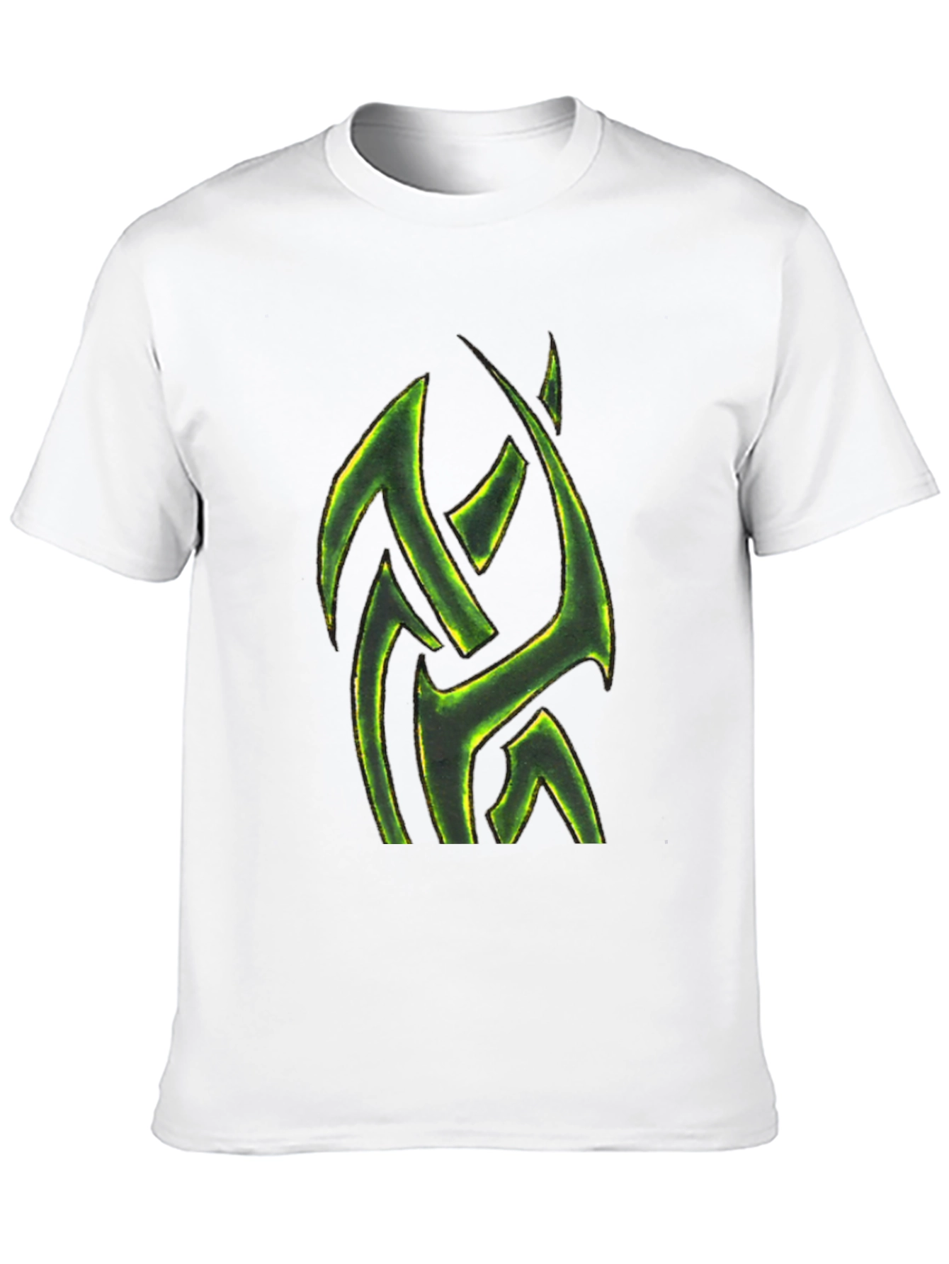 Mens Black T-Shirt with Green Tribal Design