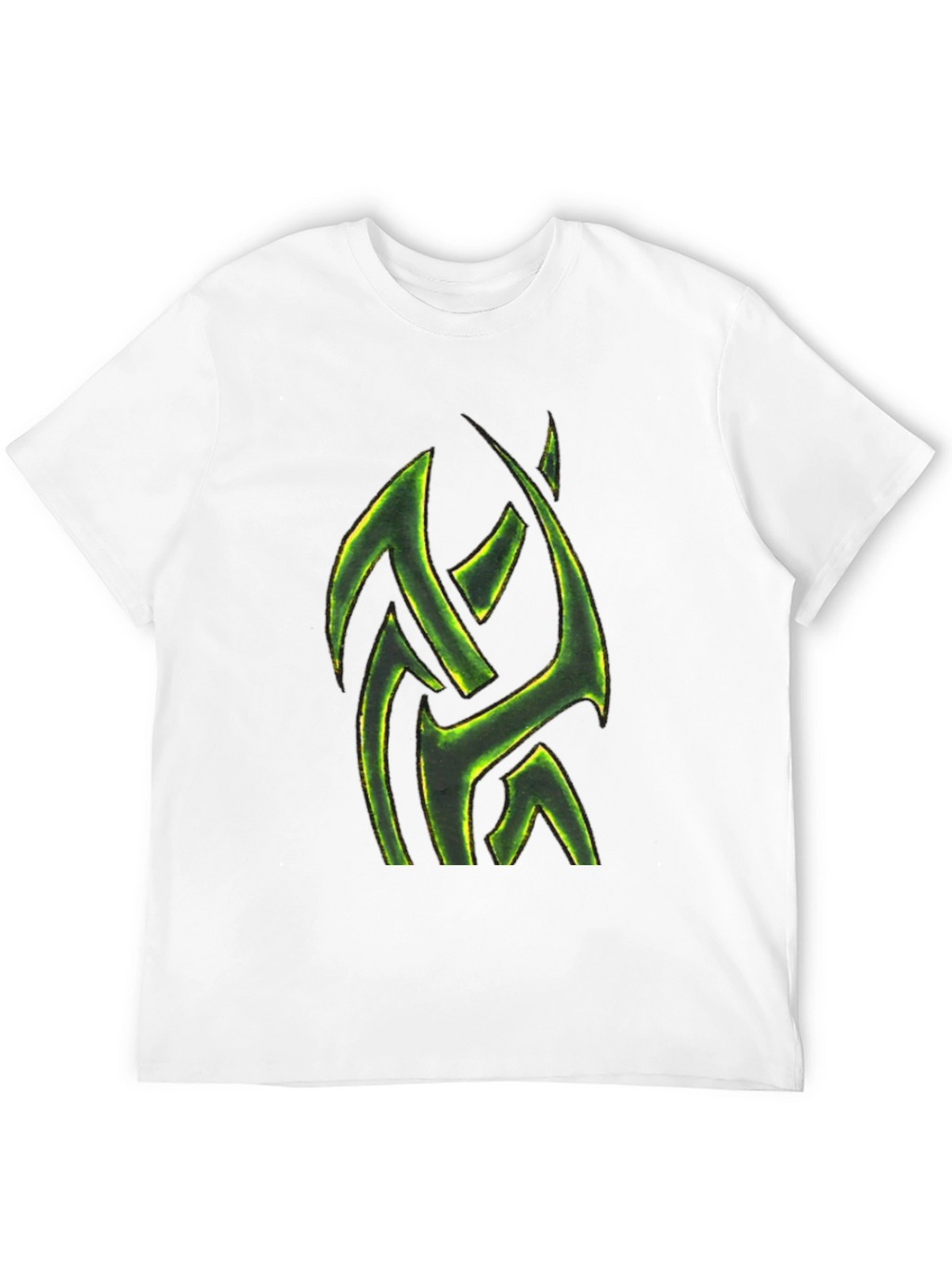 Mens Black T-Shirt with Green Tribal Design