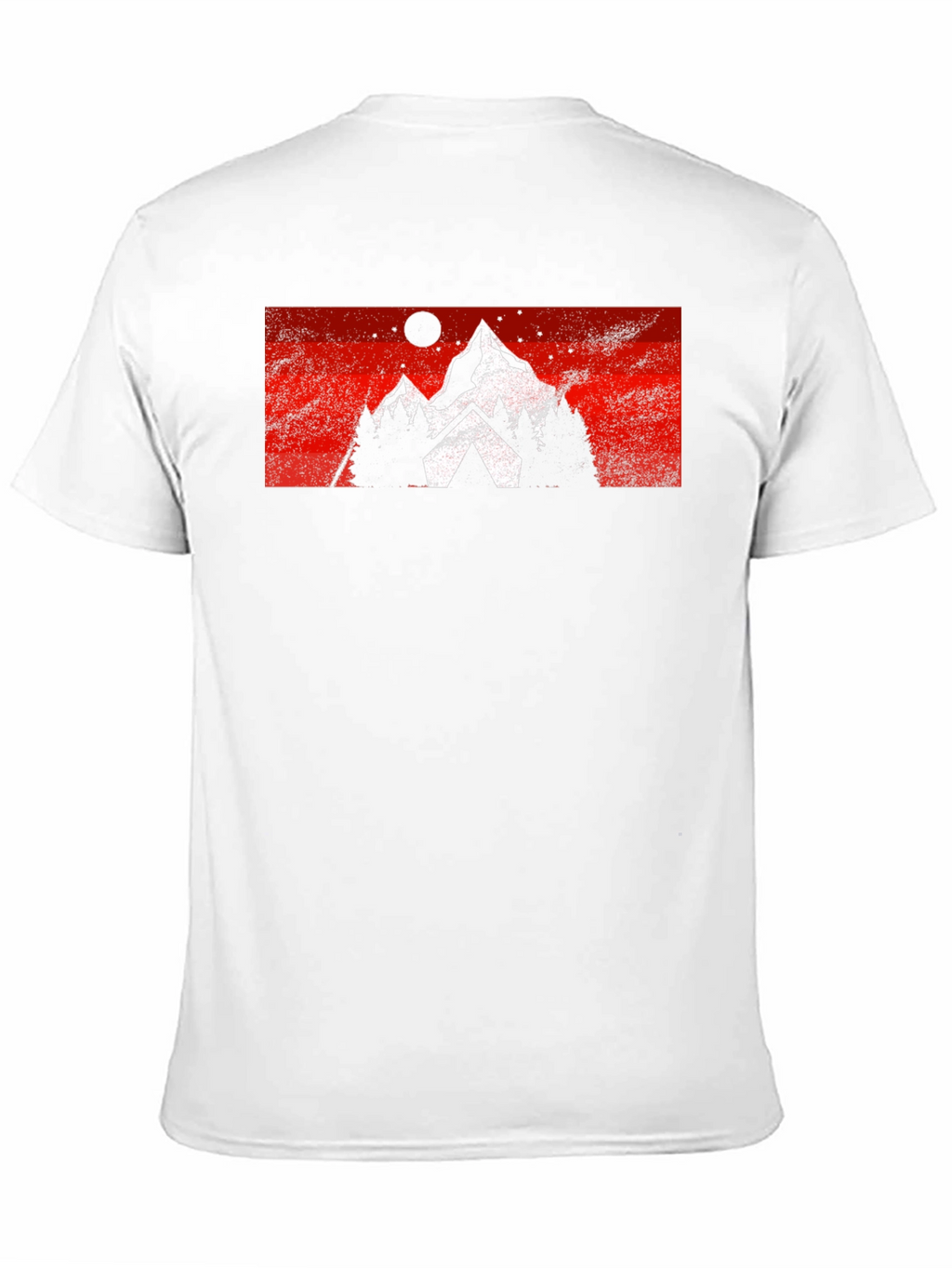 Mountain Scene Graphic Tee - Black Cotton Casual T-Shirt