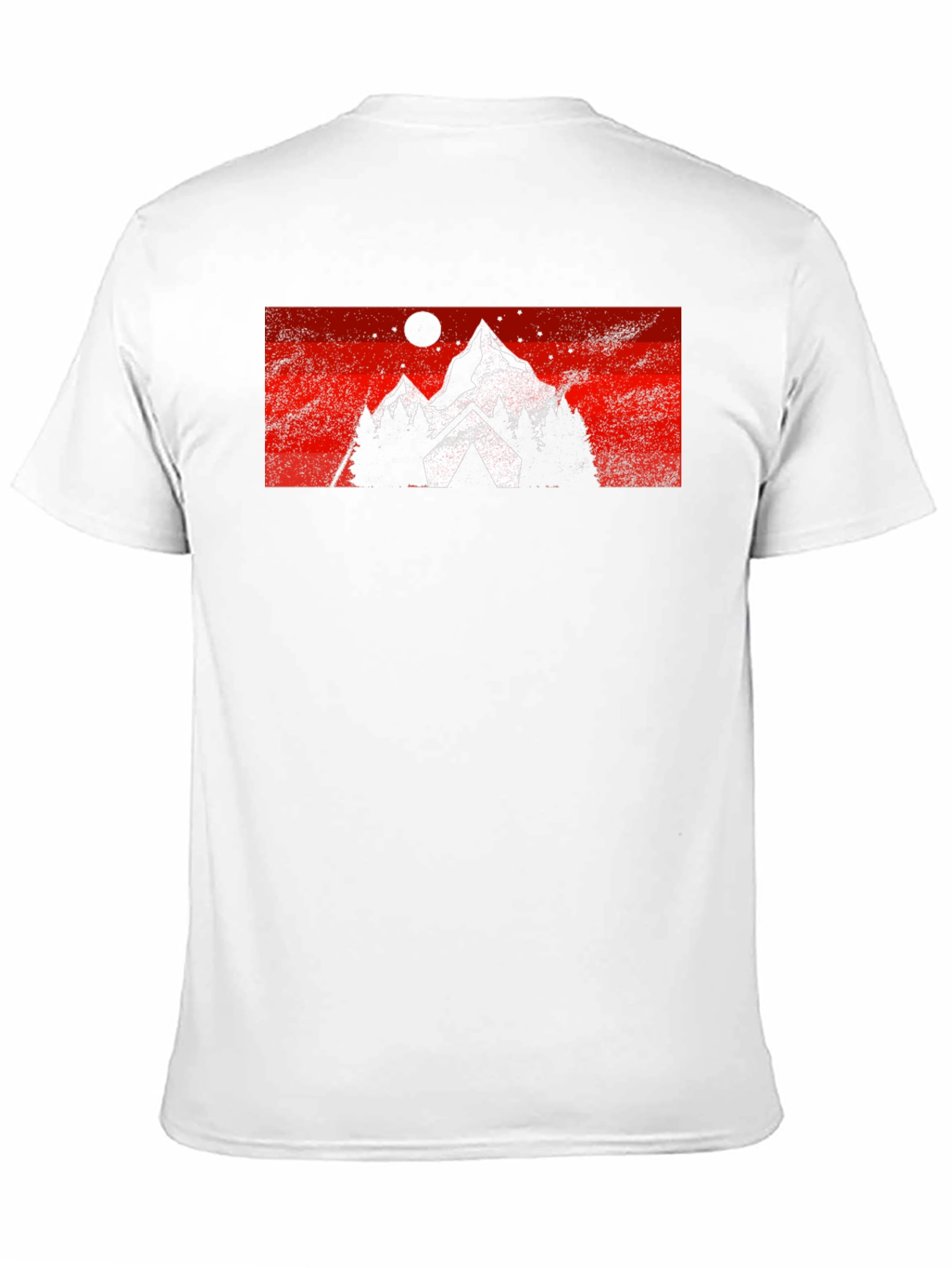 Mountain Scene Graphic Tee - Black Cotton Casual T-Shirt