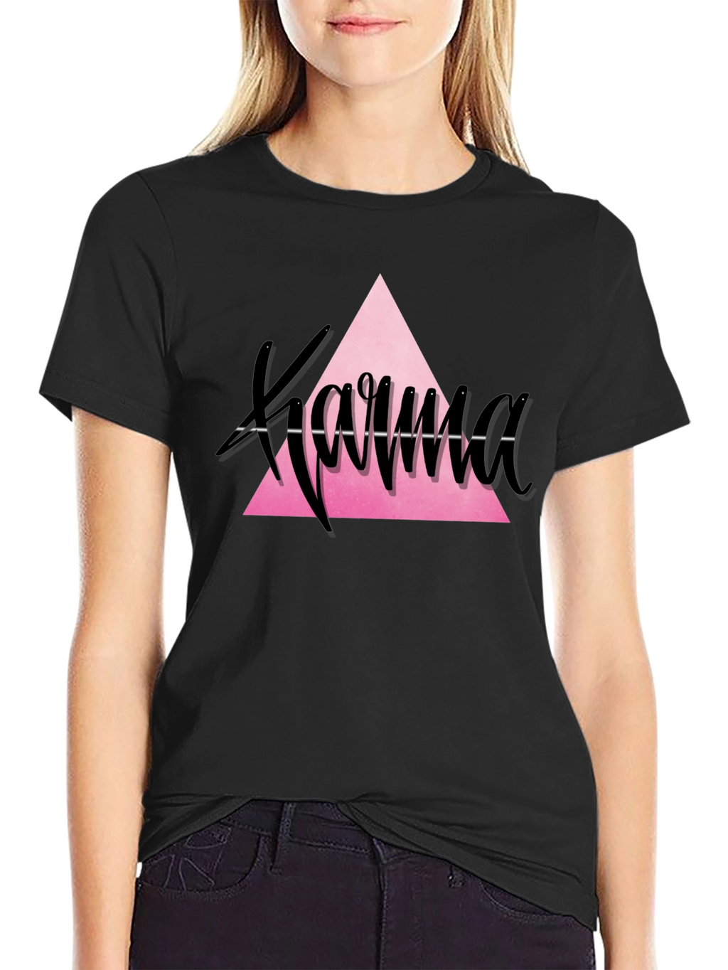 Karma Triangle Graphic Tee - Trendy Black T-Shirt
