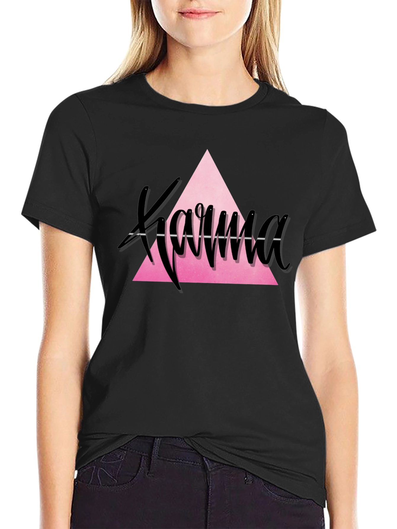 Karma Triangle Graphic Tee - Trendy Black T-Shirt