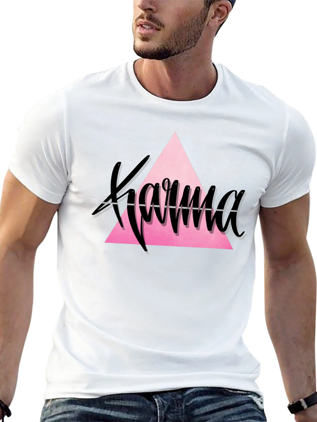 Karma Triangle Graphic Tee - Trendy Black T-Shirt