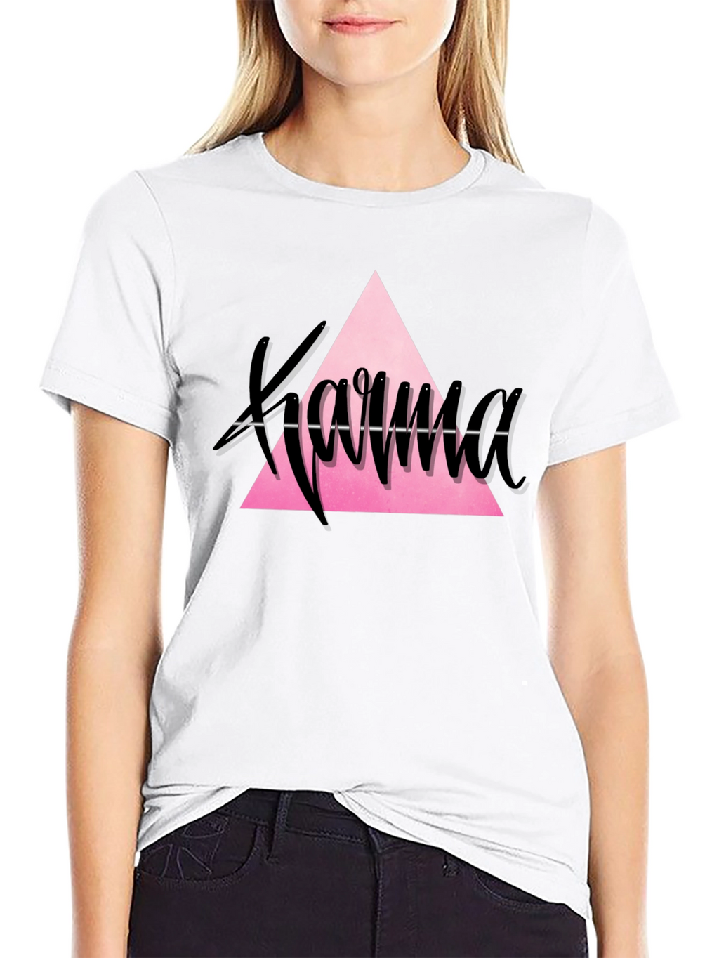 Karma Triangle Graphic Tee - Trendy Black T-Shirt