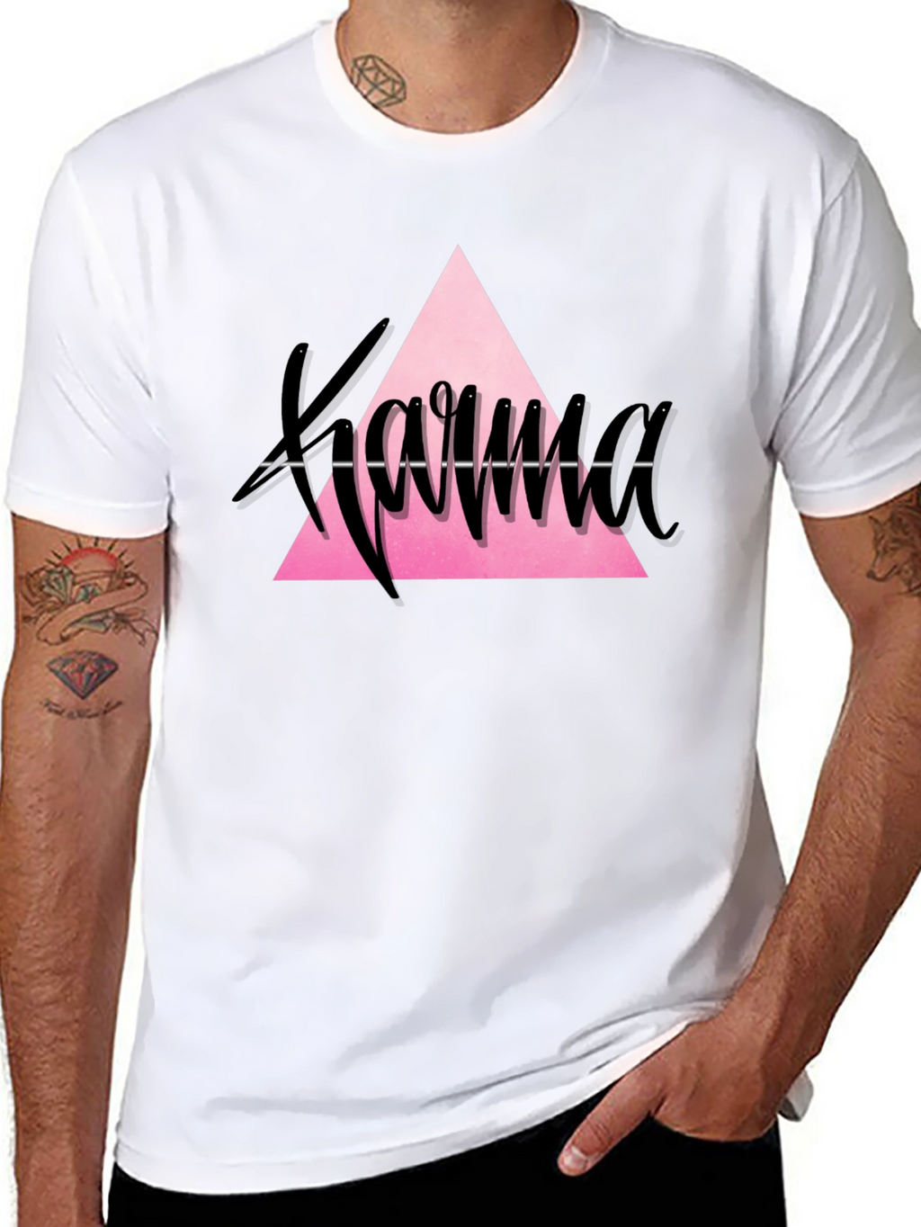 Karma Triangle Graphic Tee - Trendy Black T-Shirt