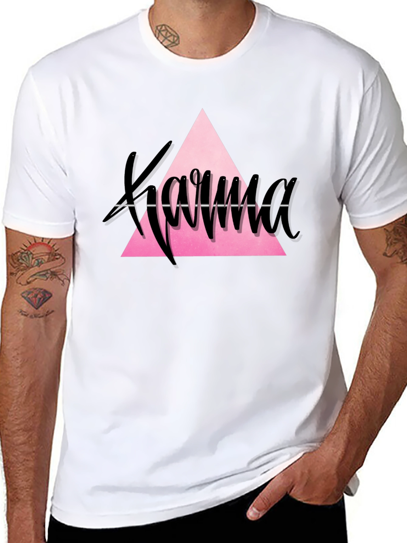 Karma Triangle Graphic Tee - Trendy Black T-Shirt