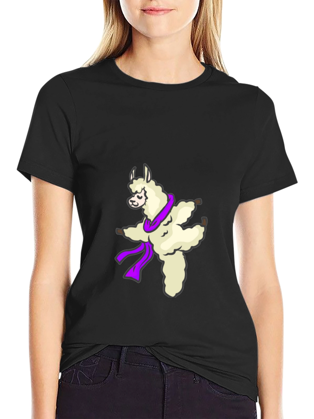Dancing Llama Graphic Tee - Soft Black T-Shirt