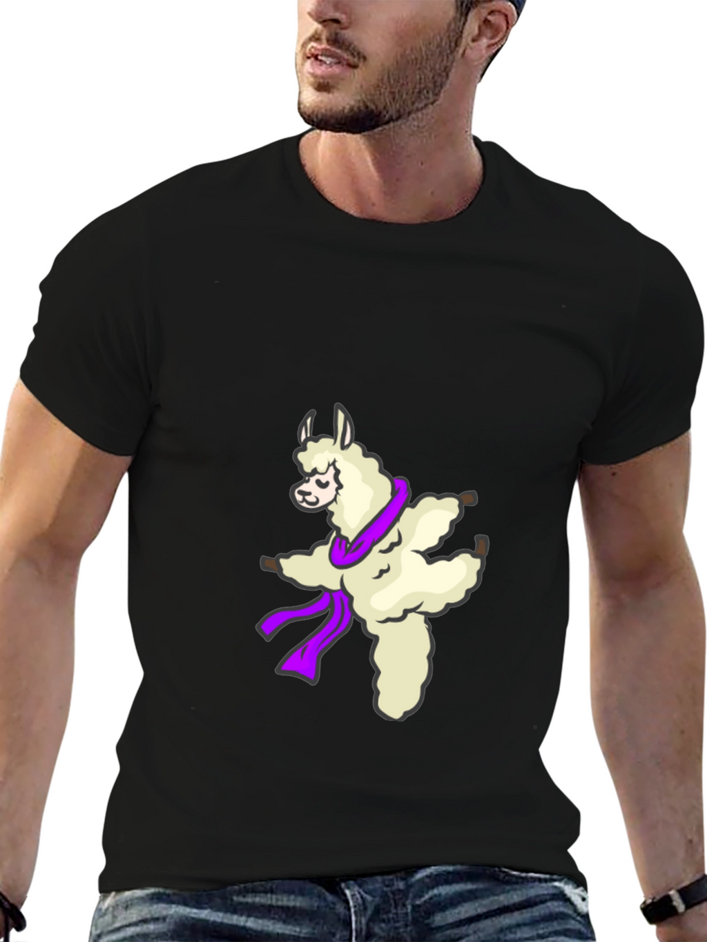 Dancing Llama Graphic Tee - Soft Black T-Shirt