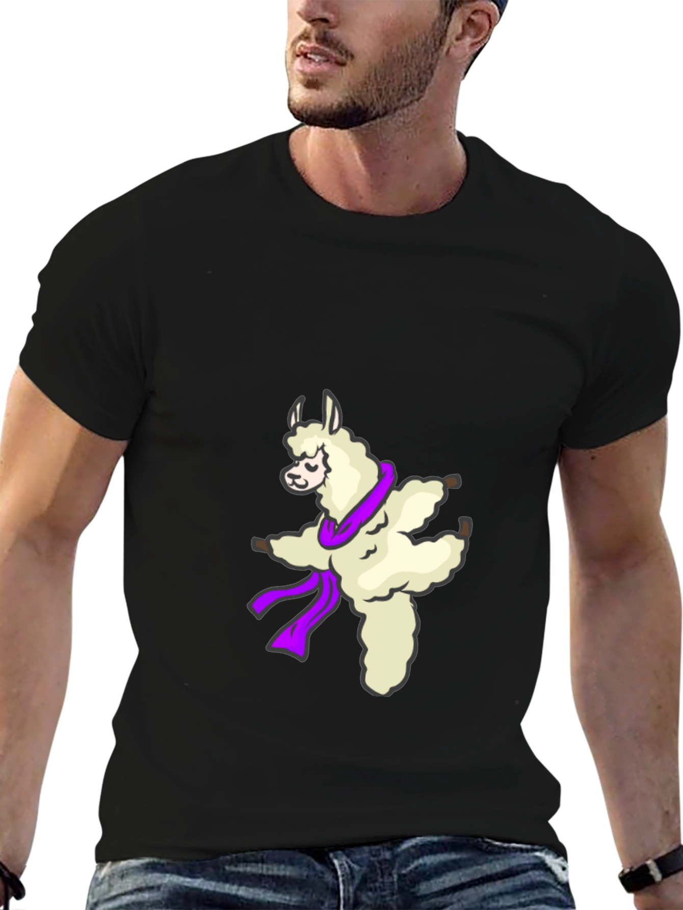 Dancing Llama Graphic Tee - Soft Black T-Shirt