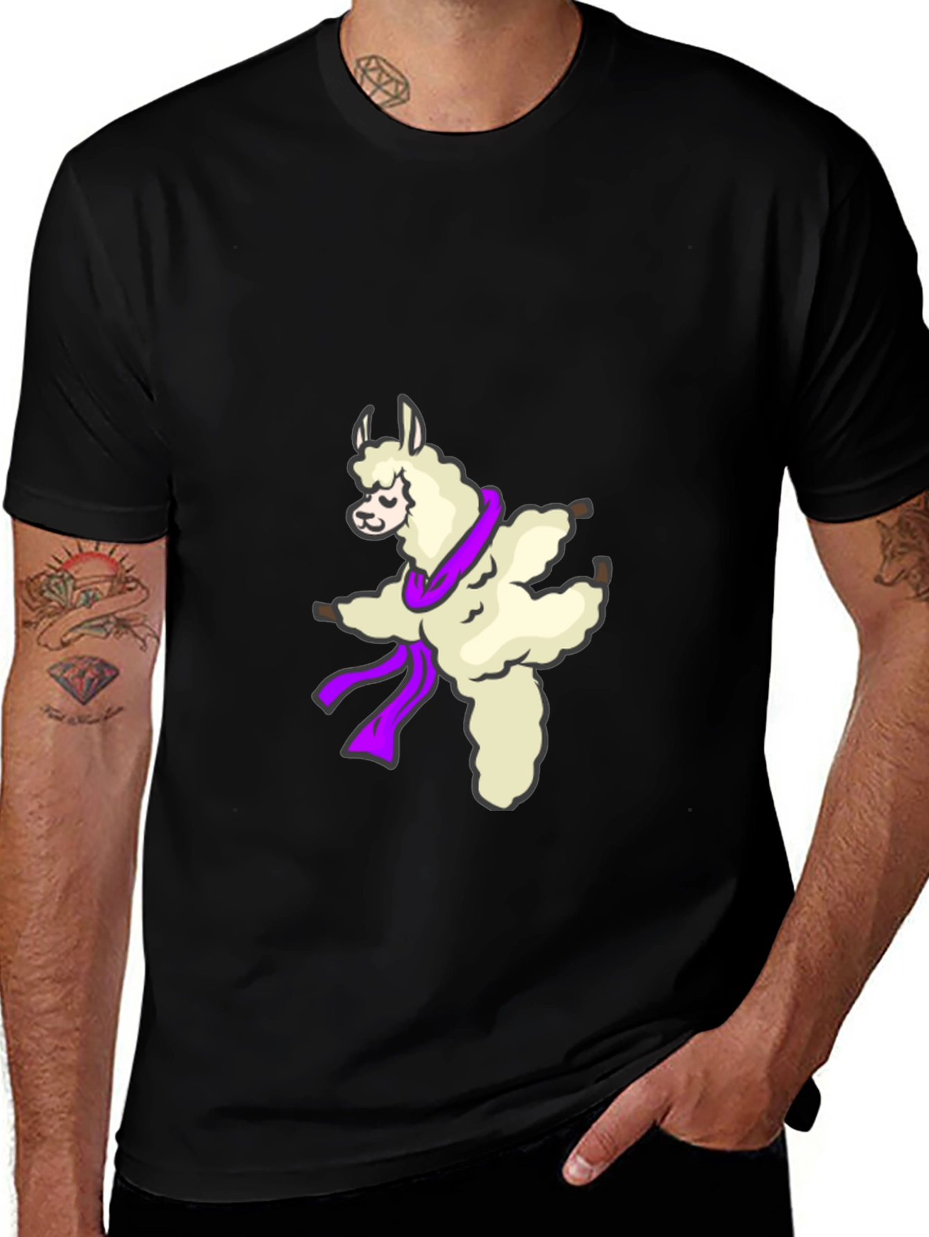 Dancing Llama Graphic Tee - Soft Black T-Shirt