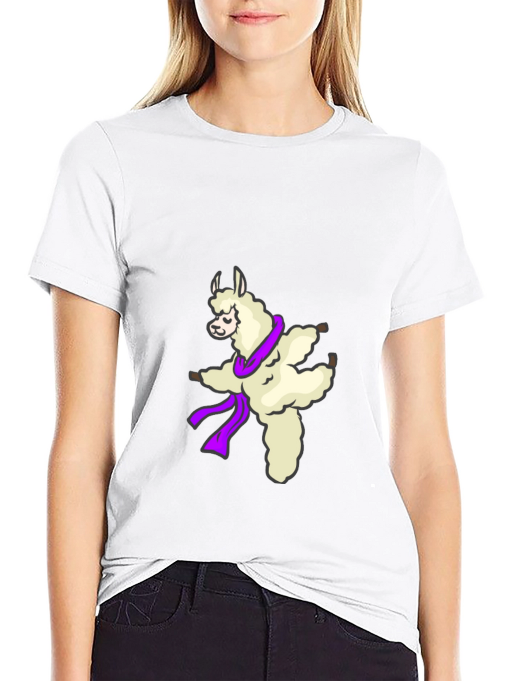 Dancing Llama Graphic Tee - Soft Black T-Shirt