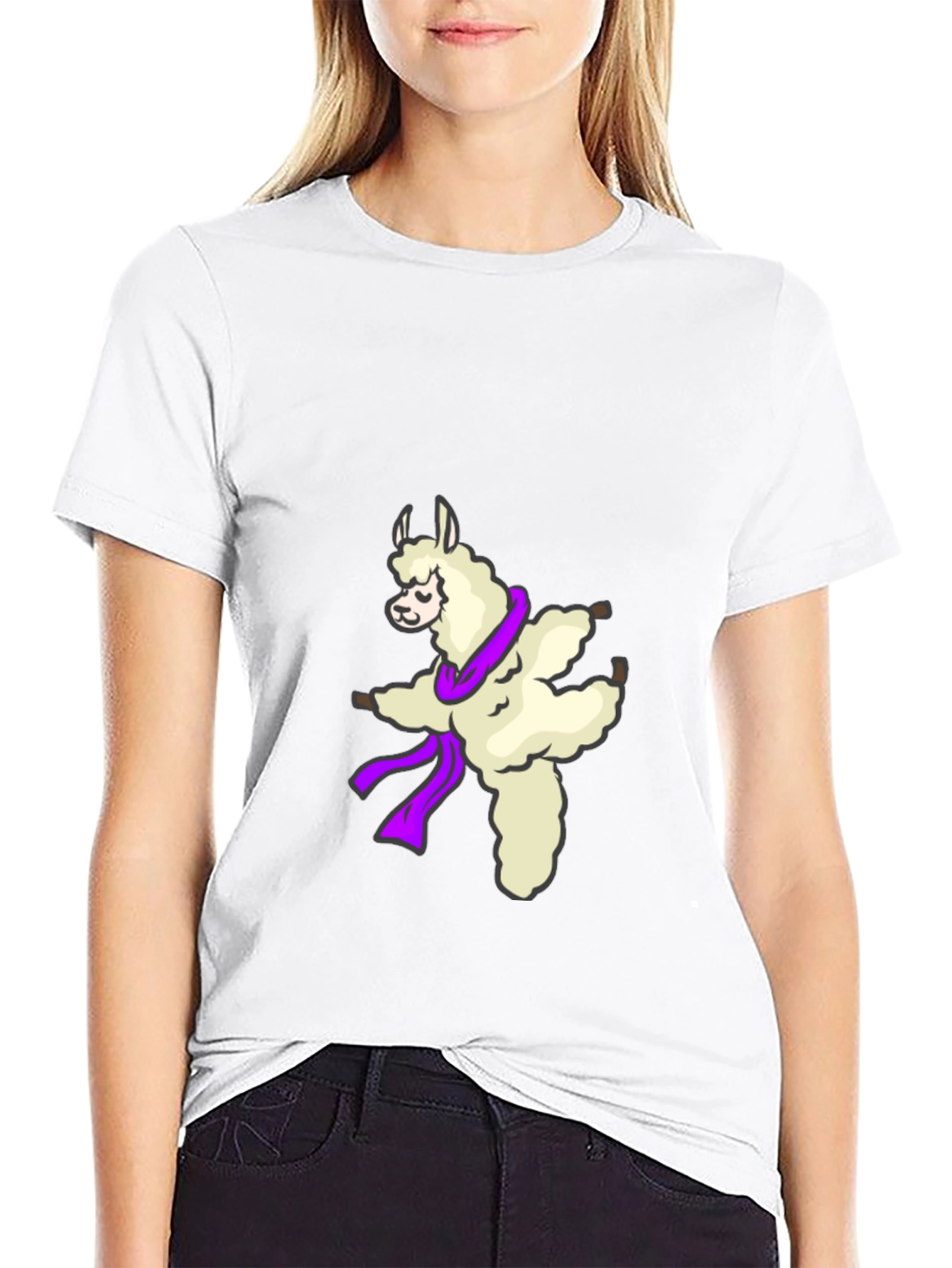 Dancing Llama Graphic Tee - Soft Black T-Shirt