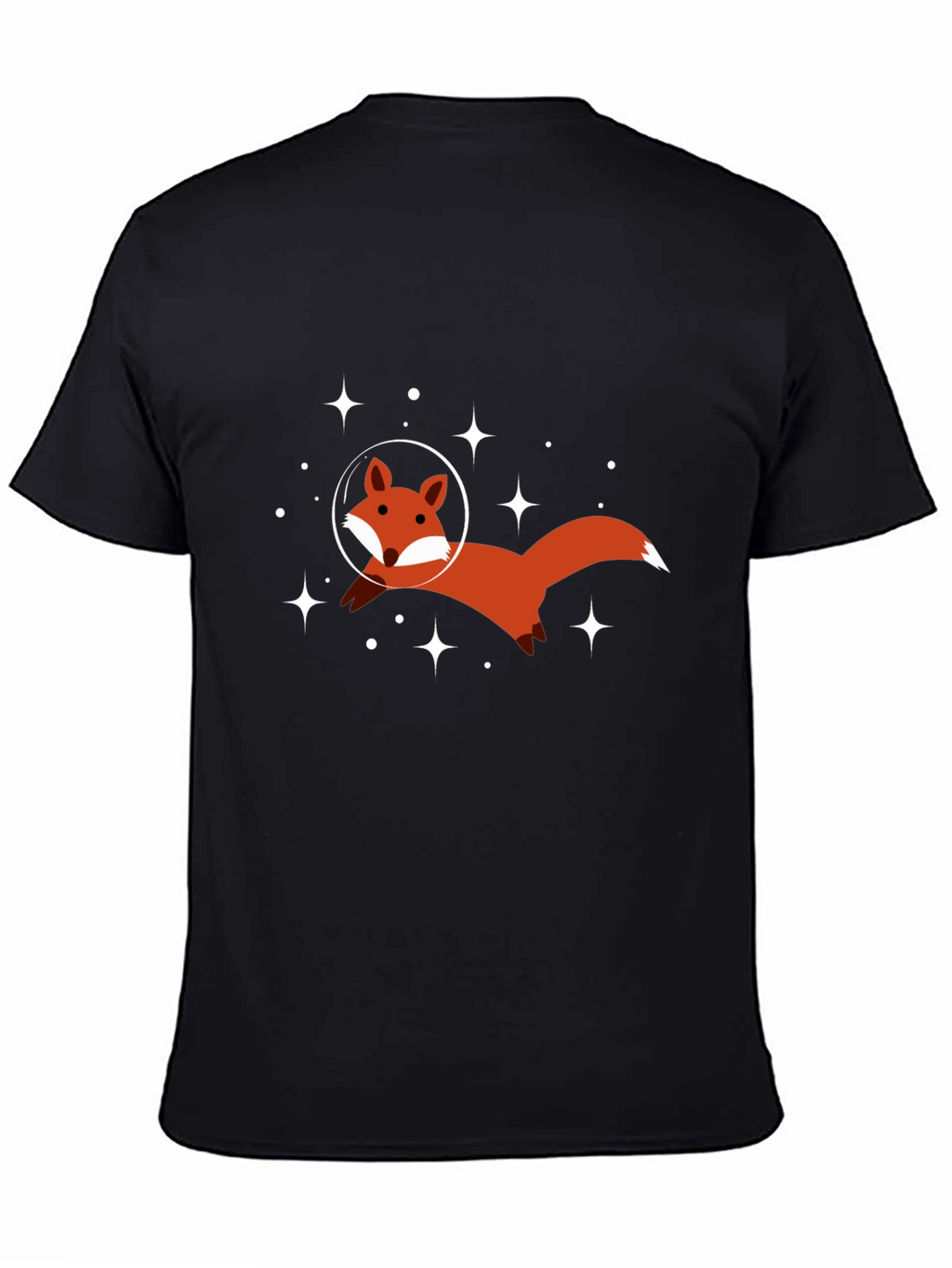 Space Fox Graphic Tee - Black Cotton T-Shirt