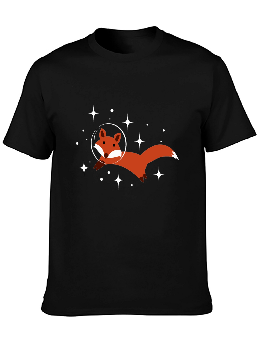 Space Fox Graphic Tee - Black Cotton T-Shirt