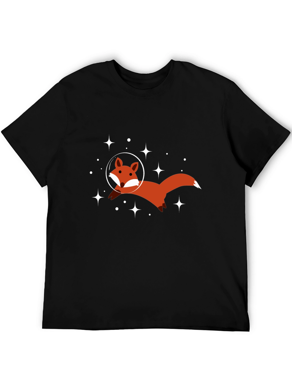 Space Fox Graphic Tee - Black Cotton T-Shirt