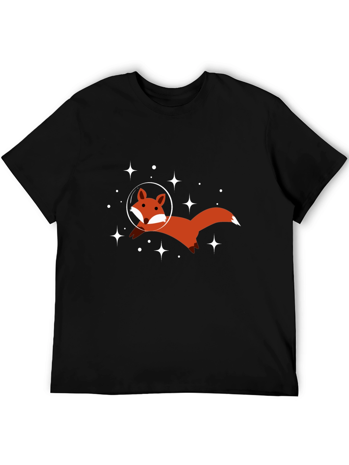 Space Fox Graphic Tee - Black Cotton T-Shirt