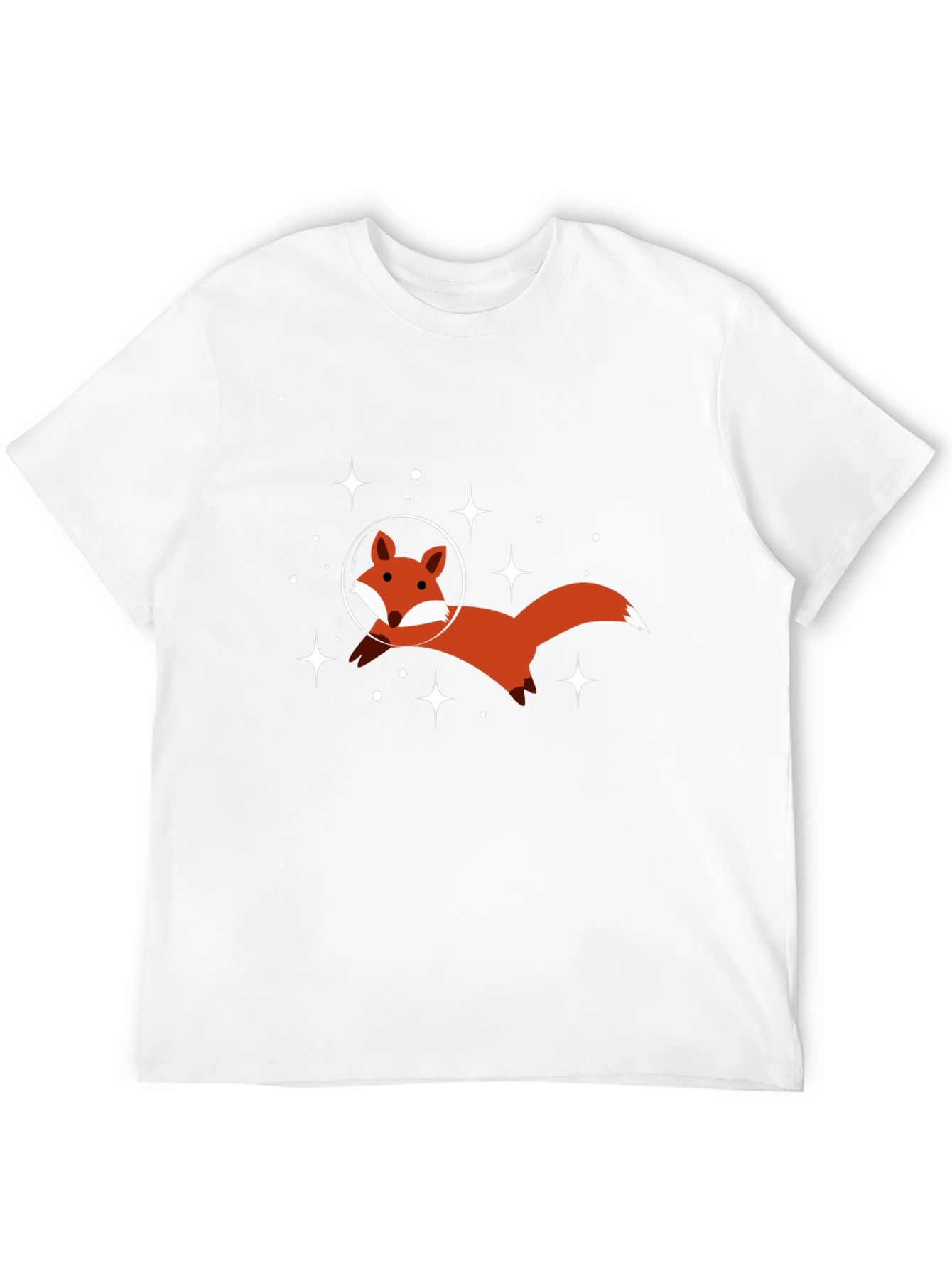 Space Fox Graphic Tee - Black Cotton T-Shirt