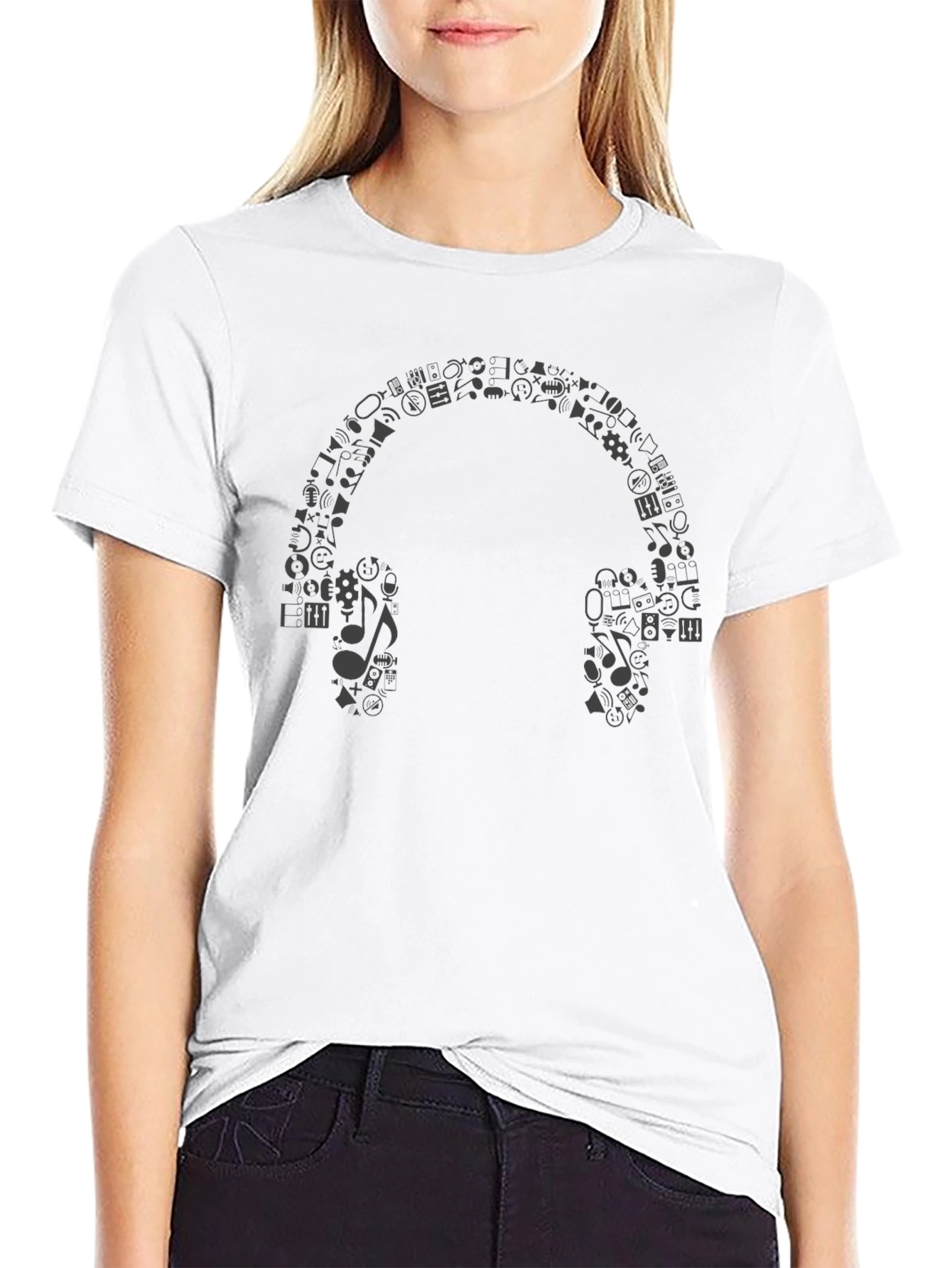Iconic Music Headphones Graphic Tee - Black