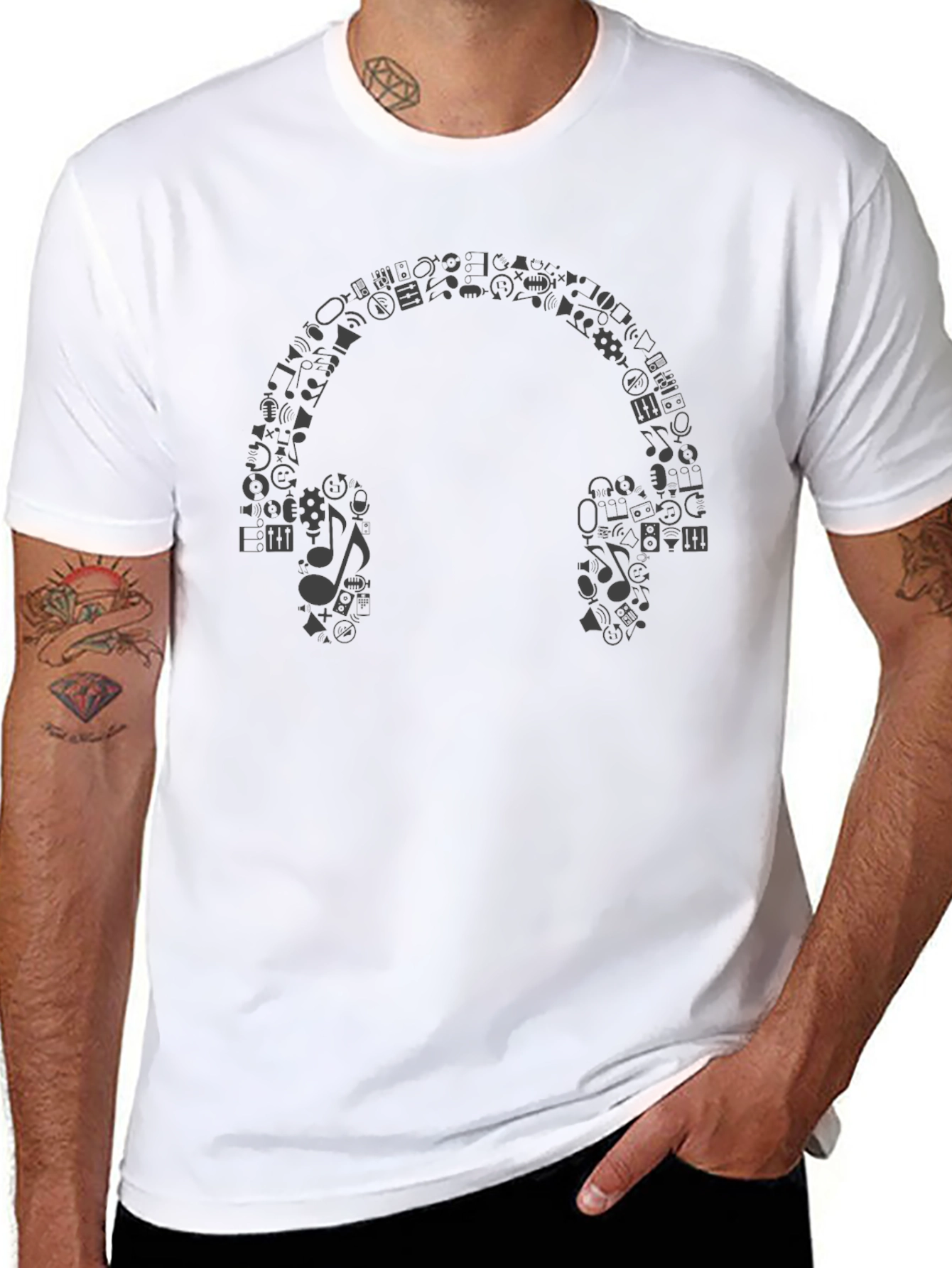 Iconic Music Headphones Graphic Tee - Black