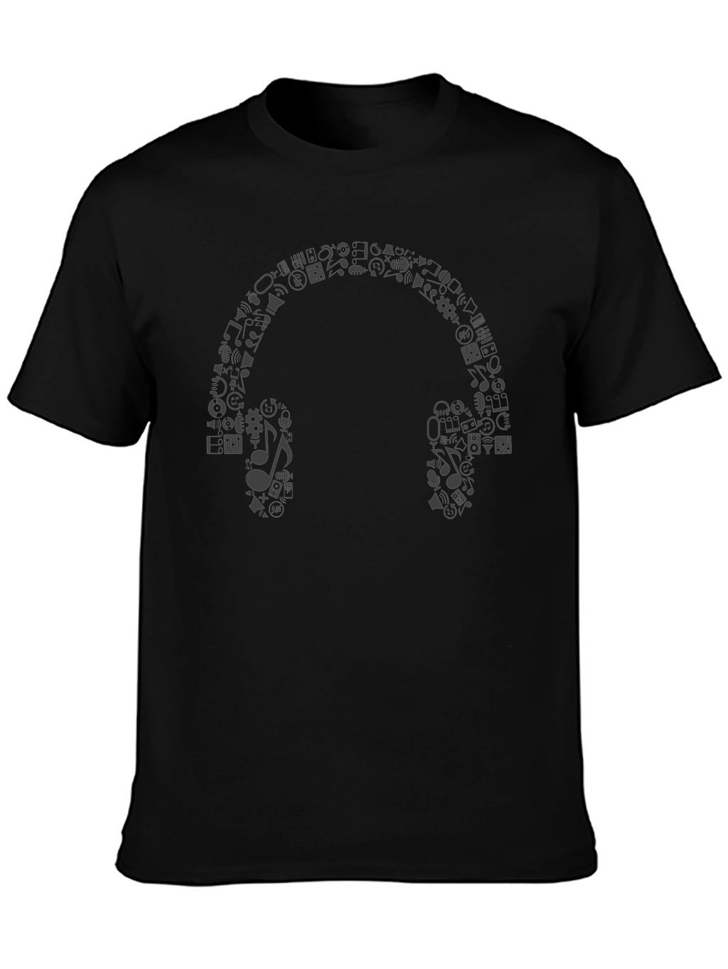 Iconic Music Headphones Graphic Tee - Black