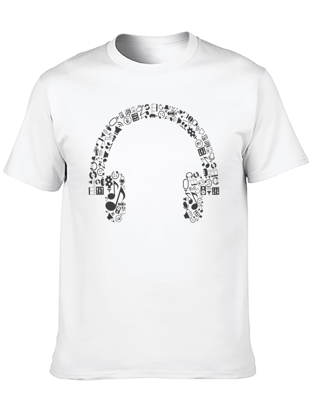 Iconic Music Headphones Graphic Tee - Black