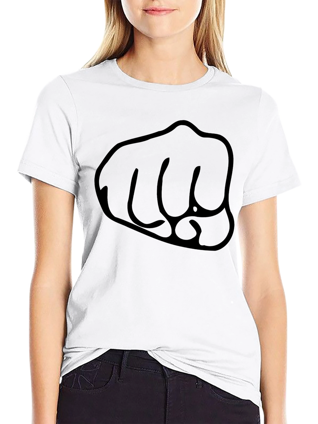 Black Fist Graphic Tee - Casual Crew Neck T-Shirt
