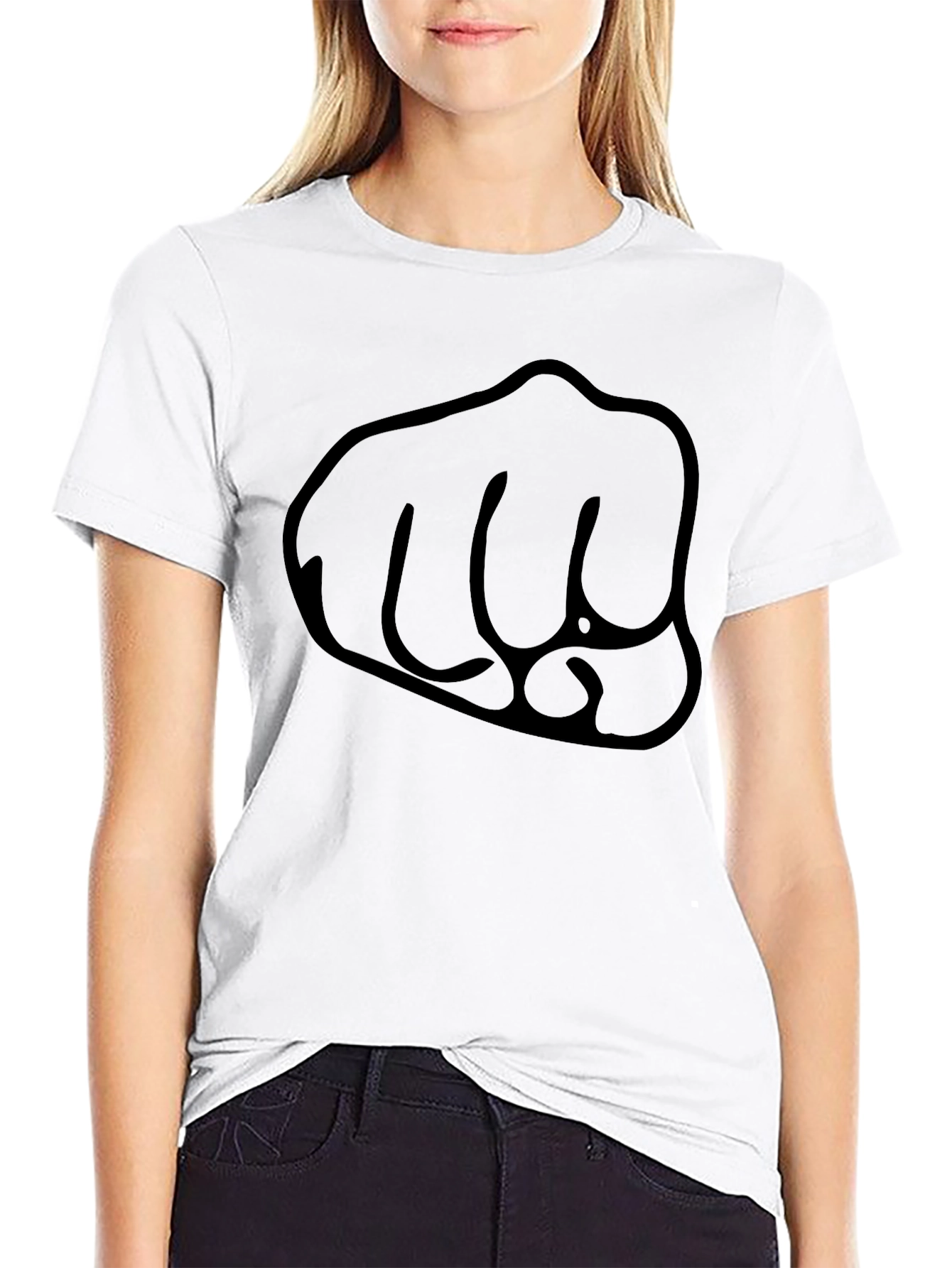 Black Fist Graphic Tee - Casual Crew Neck T-Shirt