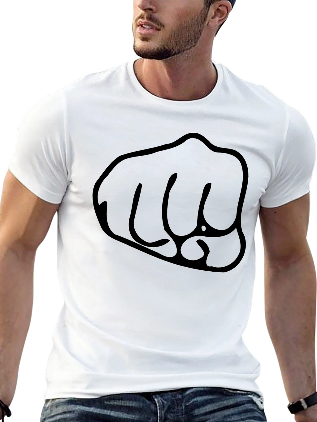 Black Fist Graphic Tee - Casual Crew Neck T-Shirt
