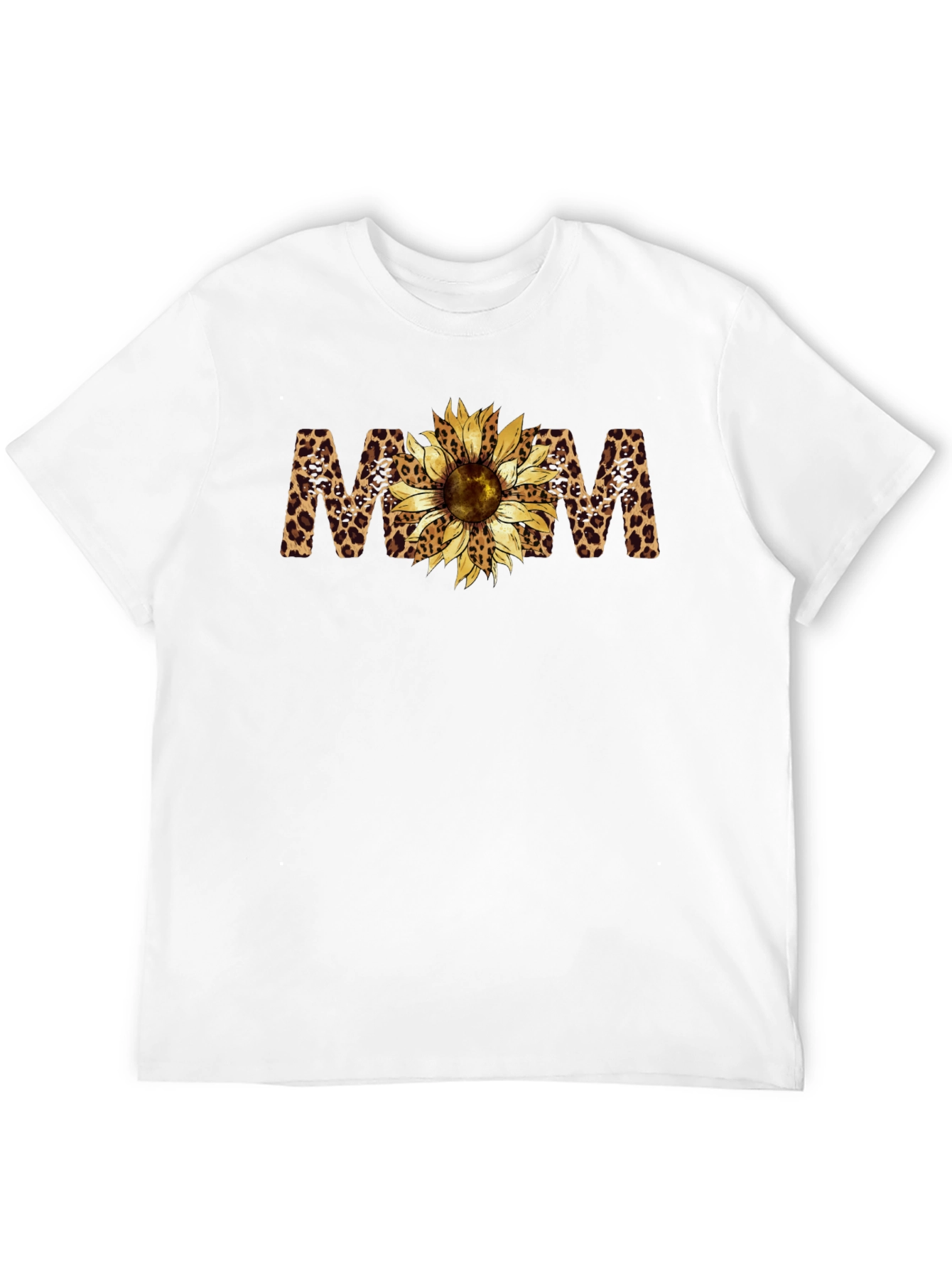 Leopard Print Sunflower MOM Black T-Shirt