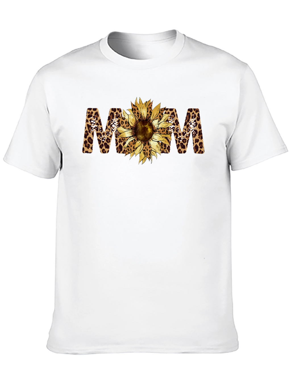 Leopard Print Sunflower MOM Black T-Shirt