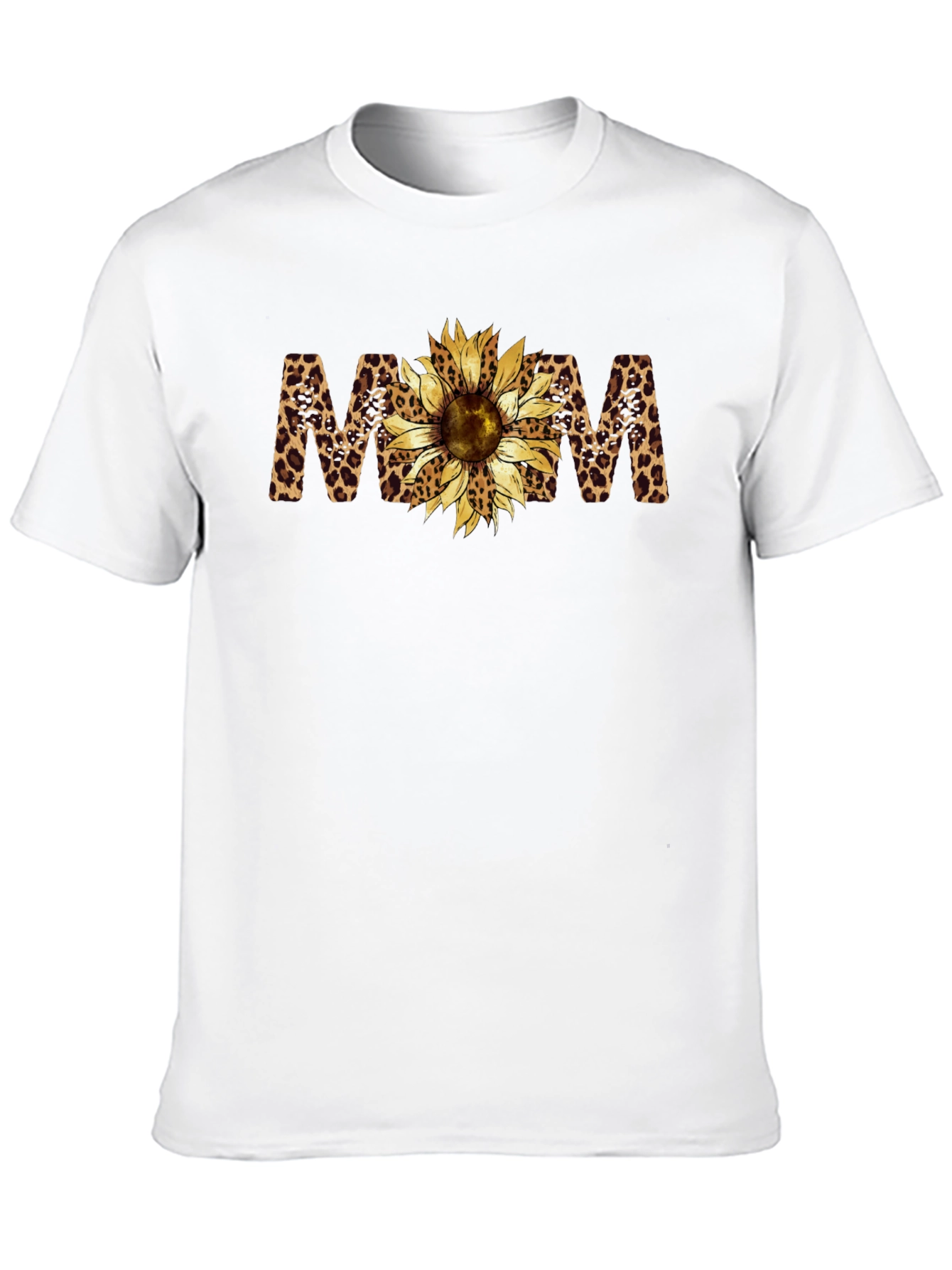 Leopard Print Sunflower MOM Black T-Shirt