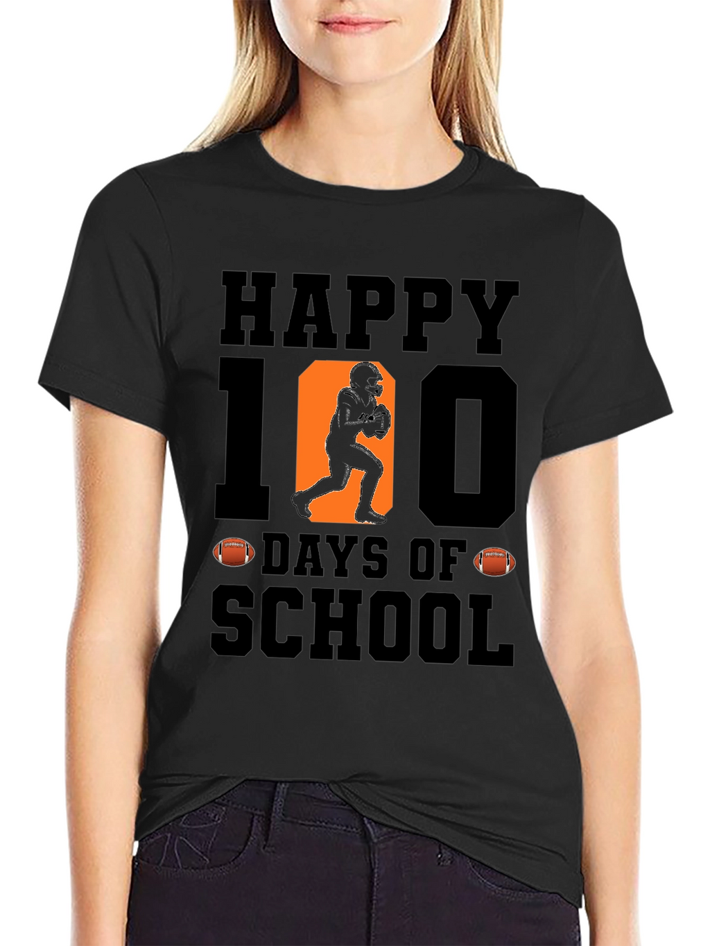 Happy 100 Days of School Football T-Shirt