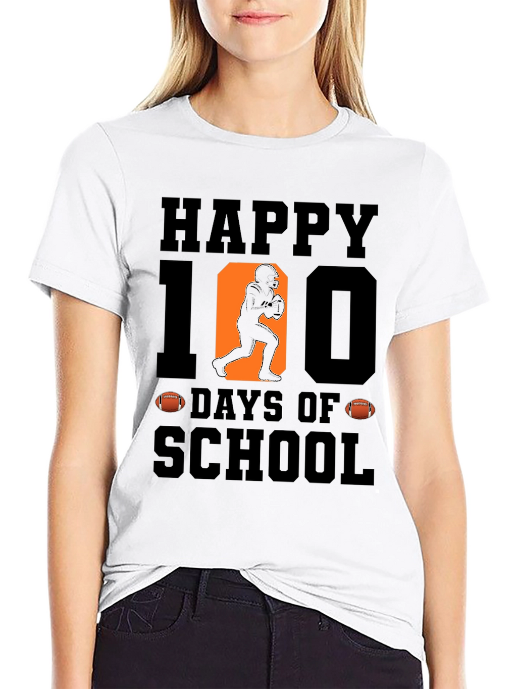 Happy 100 Days of School Football T-Shirt