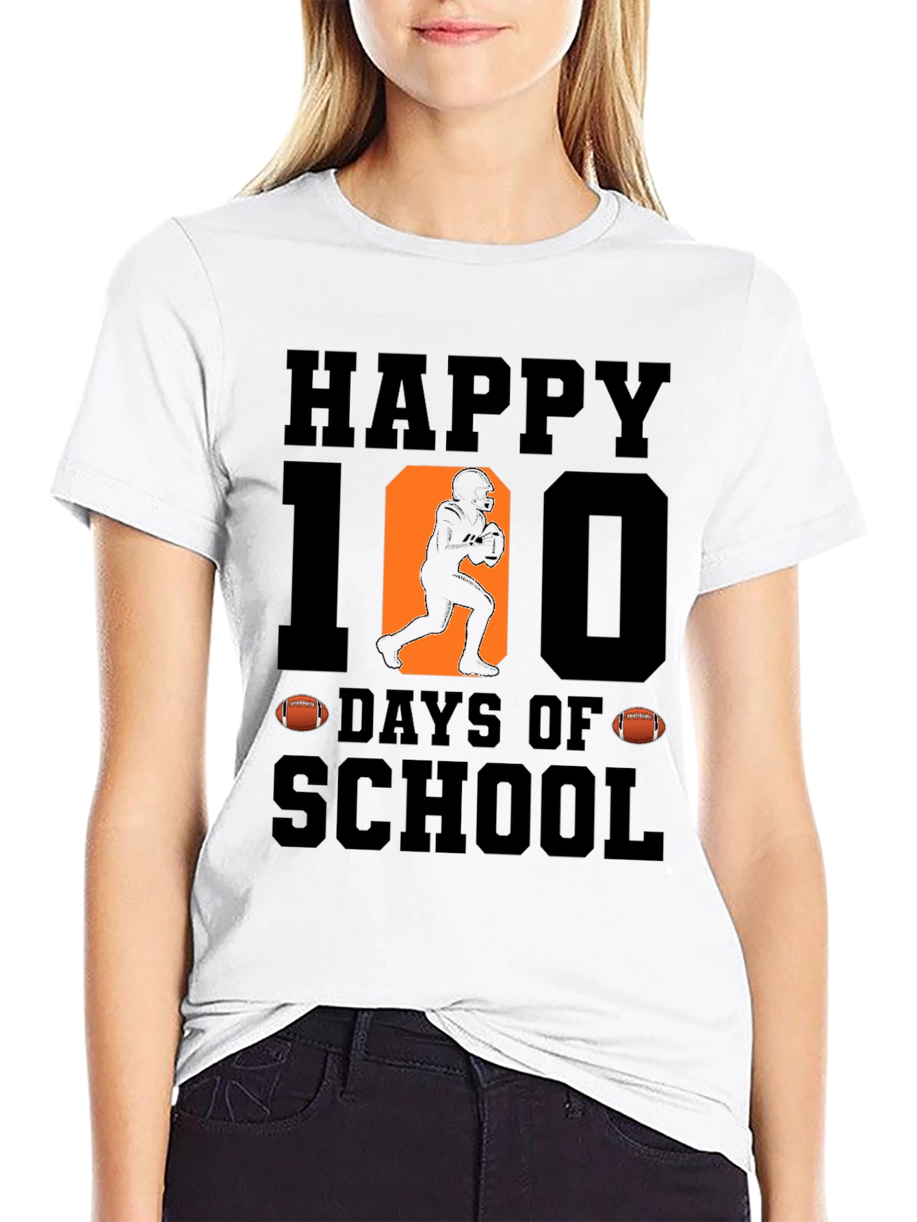 Happy 100 Days of School Football T-Shirt