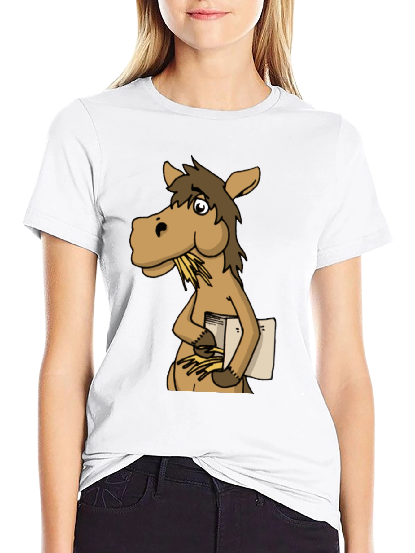Funny Horse Reading Book Graphic T-Shirt