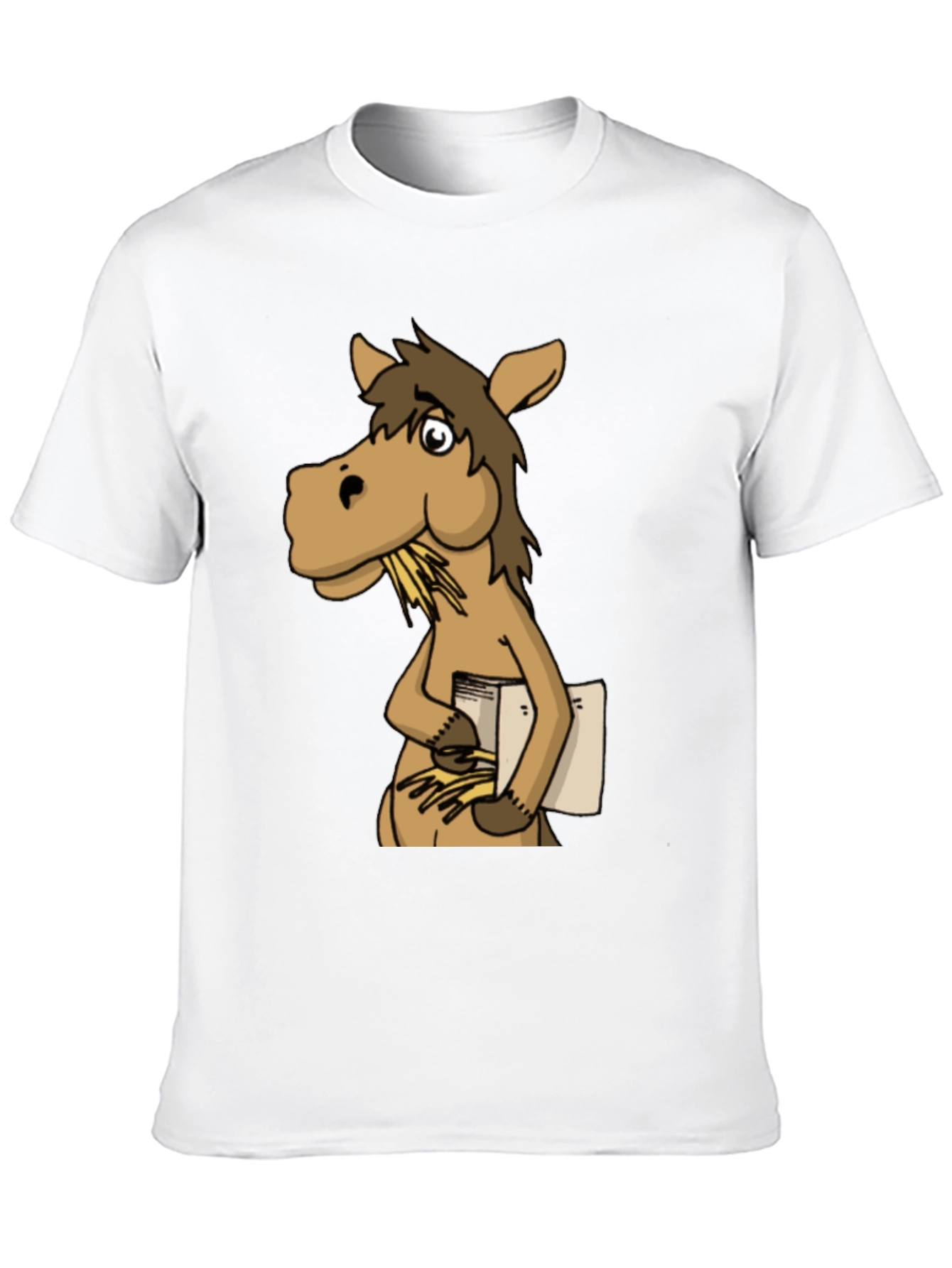 Funny Horse Reading Book Graphic T-Shirt
