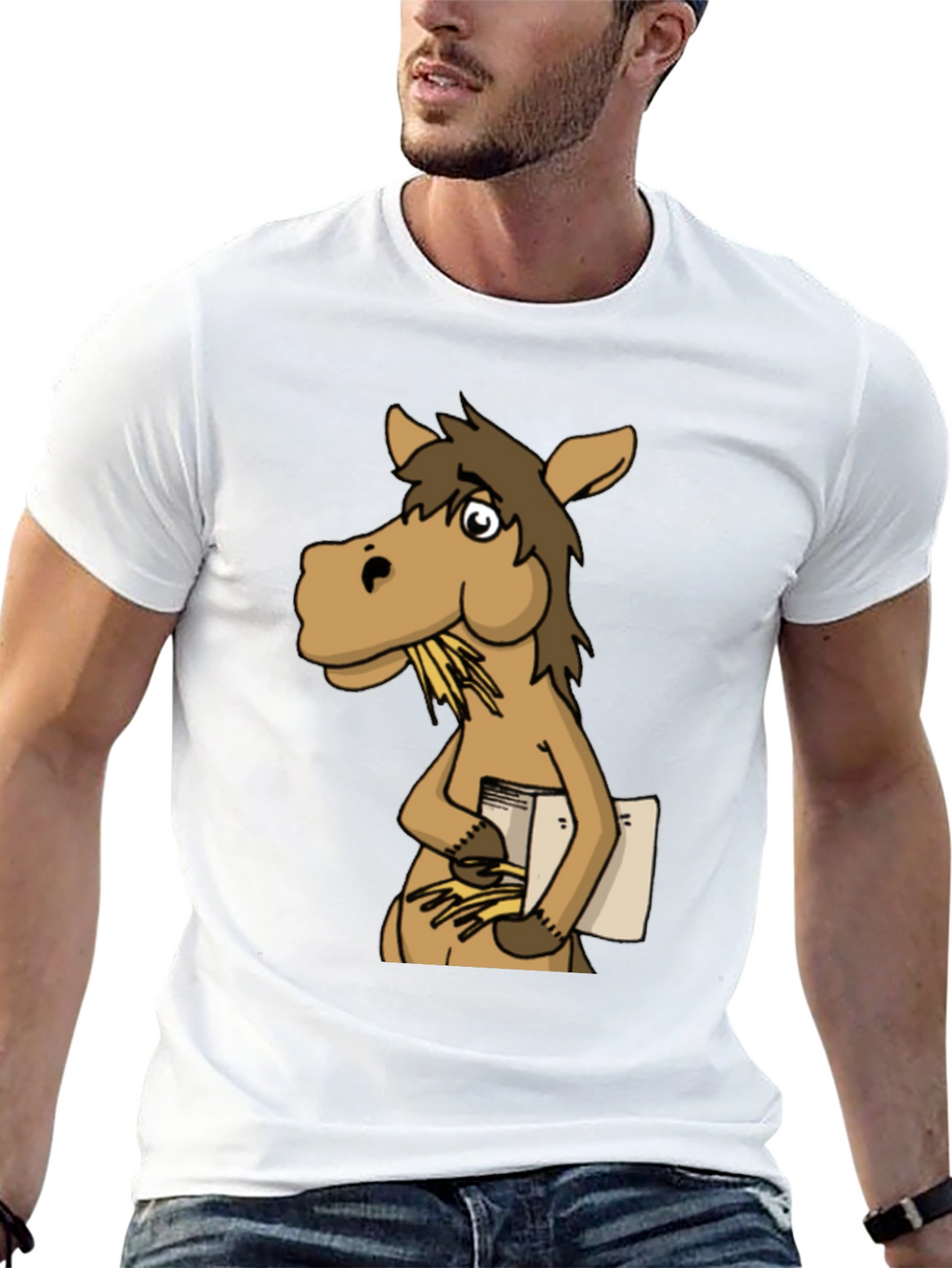 Funny Horse Reading Book Graphic T-Shirt