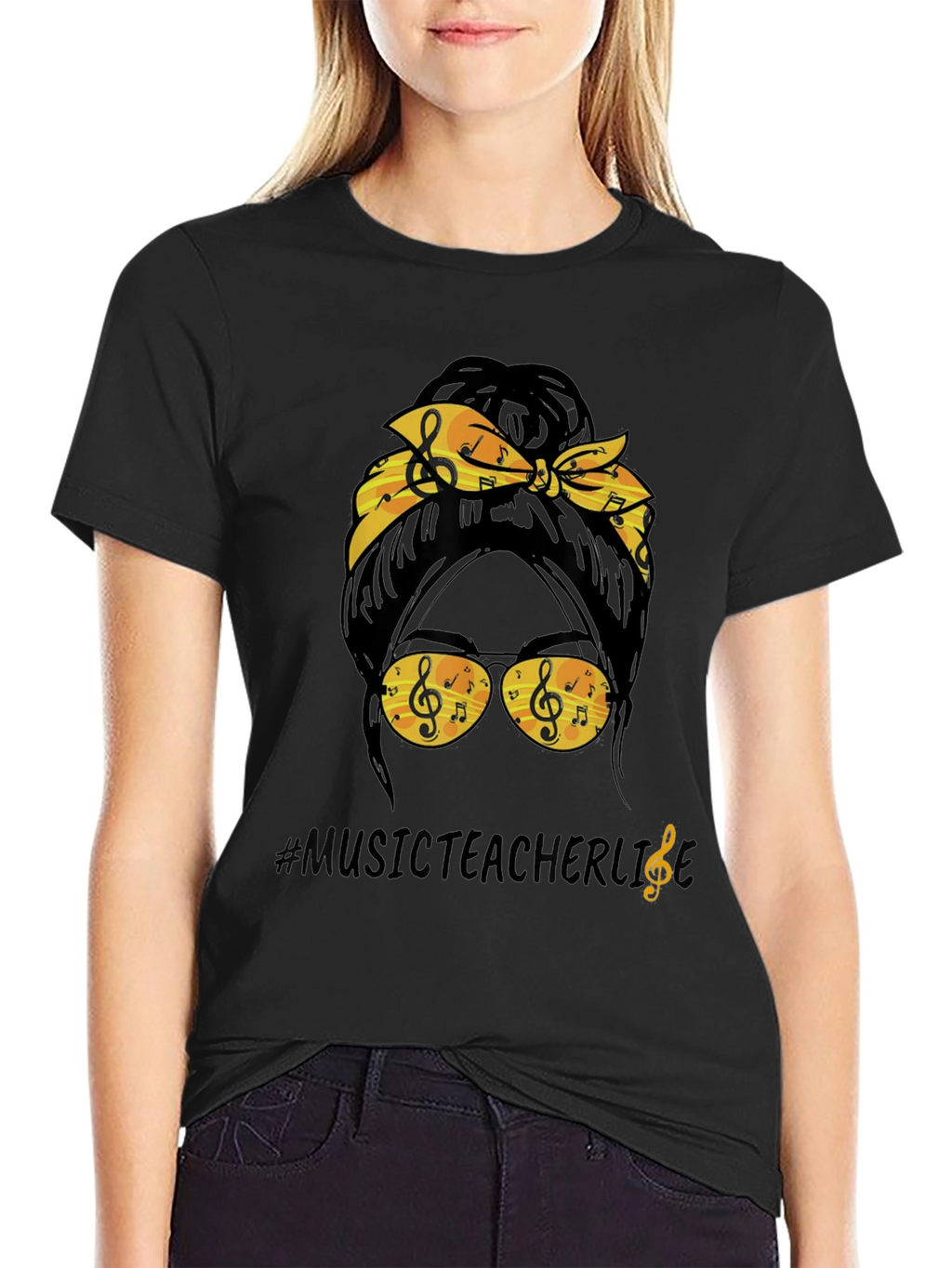 Music Teacher Life Messy Bun T-Shirt