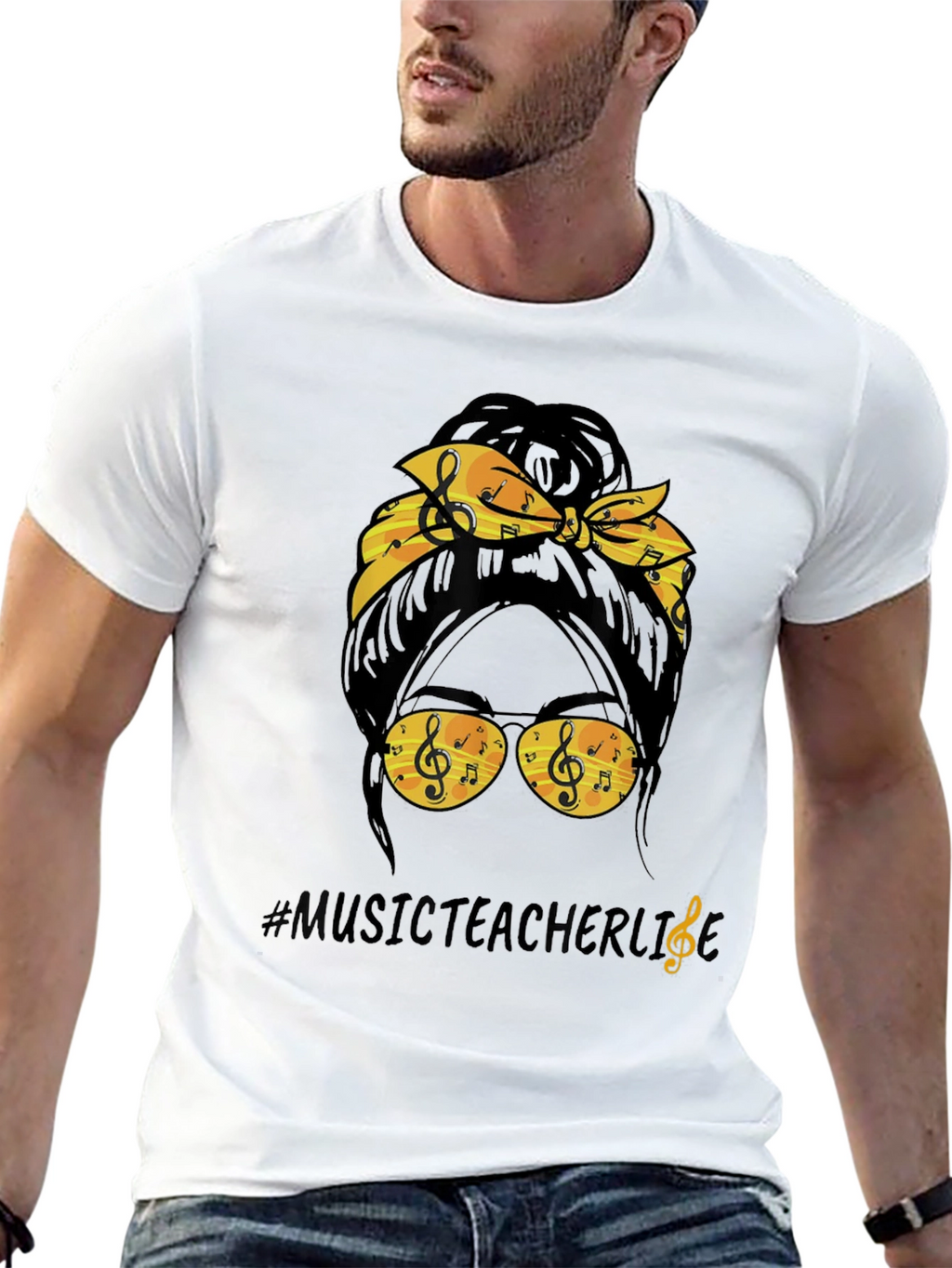 Music Teacher Life Messy Bun T-Shirt