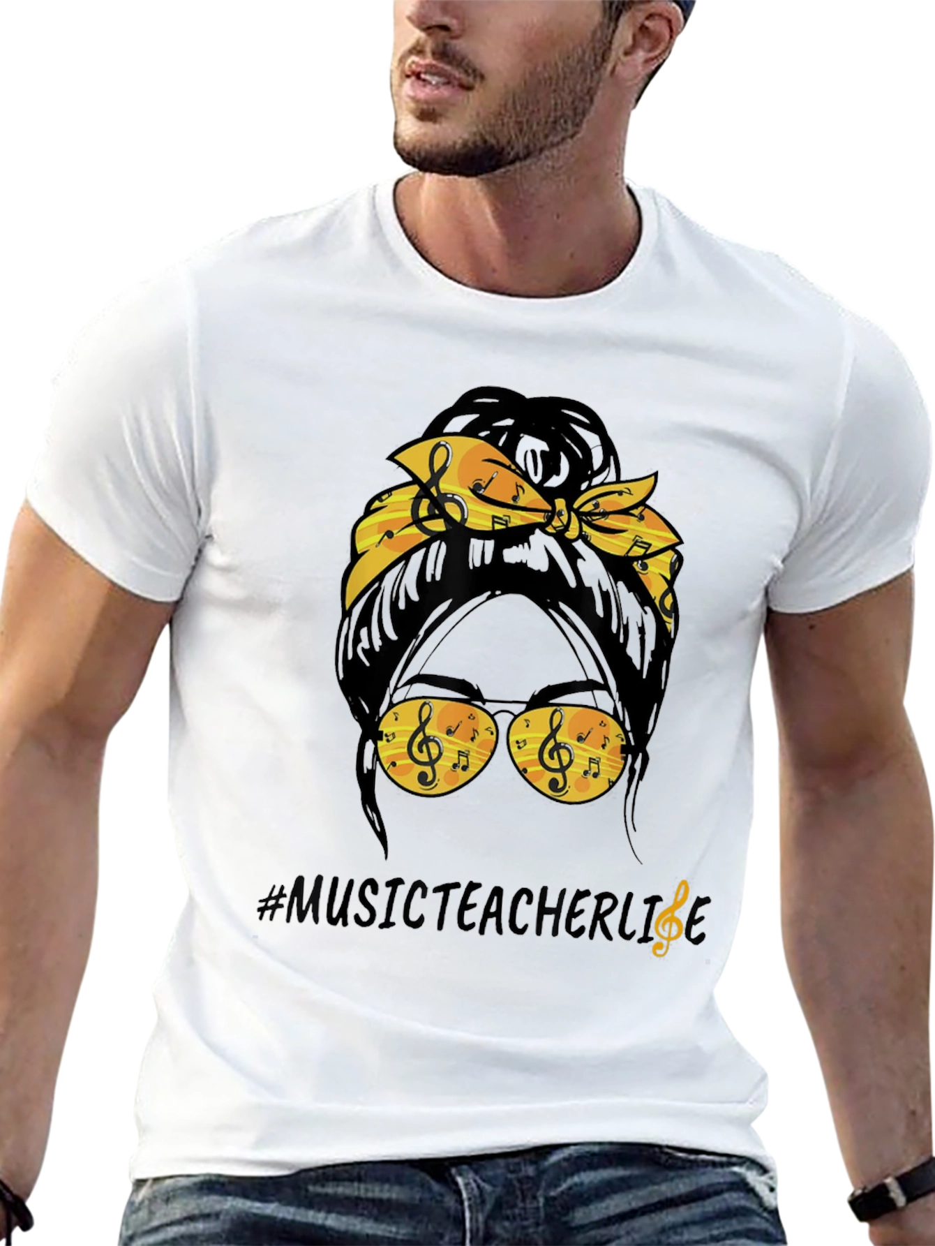 Music Teacher Life Messy Bun T-Shirt
