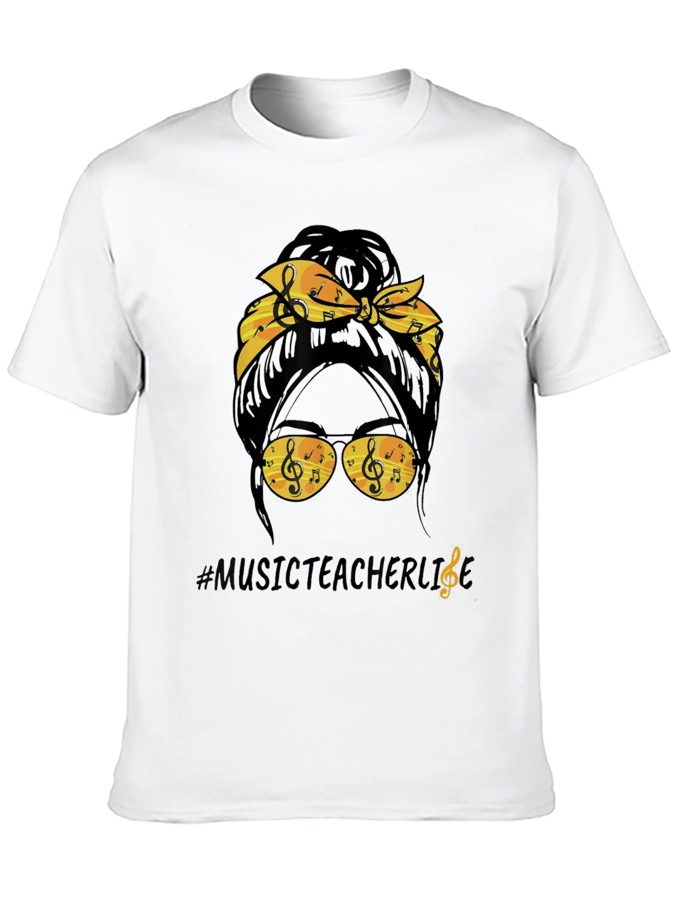 Music Teacher Life Messy Bun T-Shirt