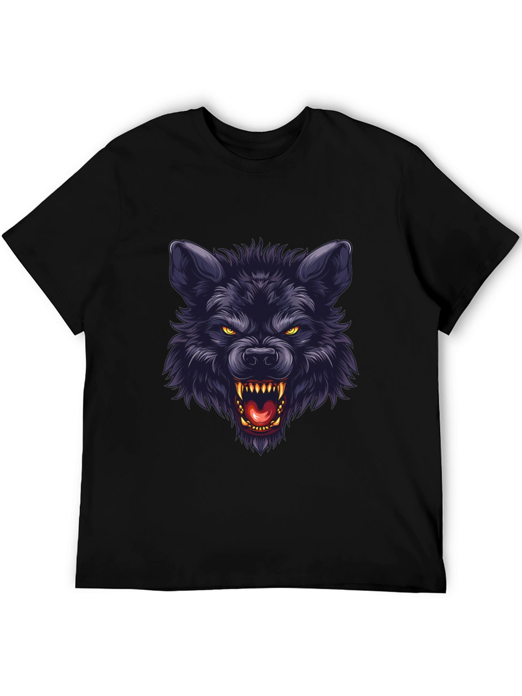 Black Wolf Graphic T-Shirt - Fierce Animal Design