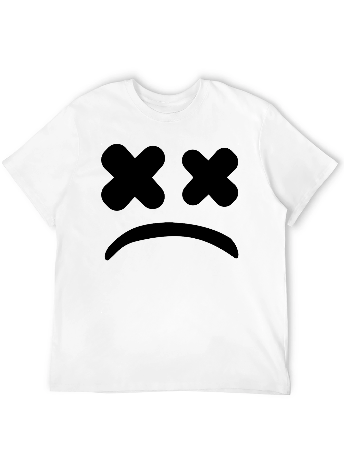 Sad Face Graphic Tee - Black Cotton T-Shirt