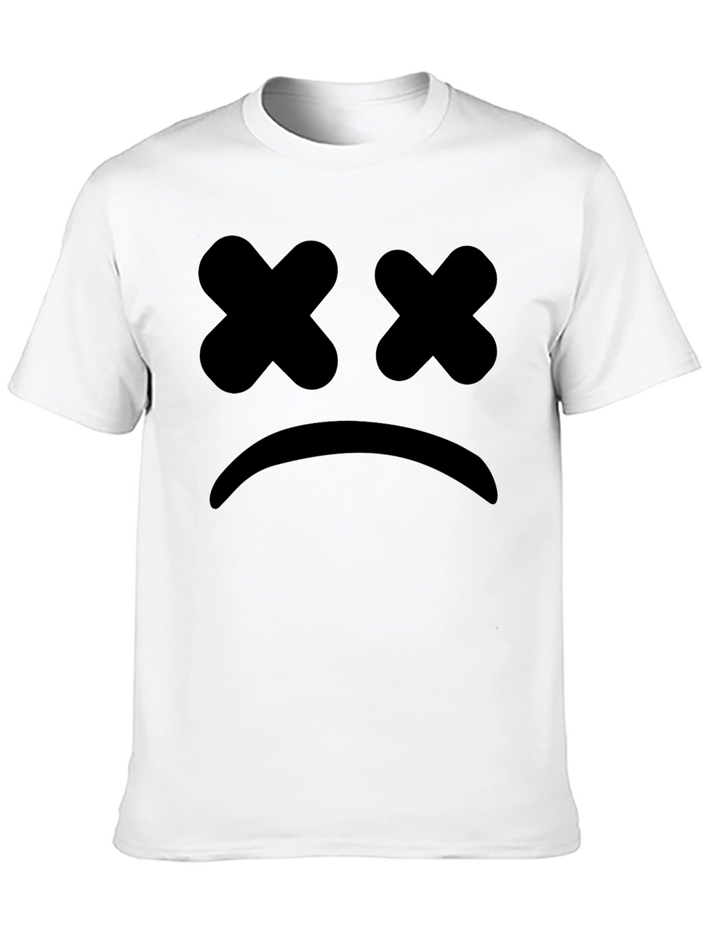 Sad Face Graphic Tee - Black Cotton T-Shirt