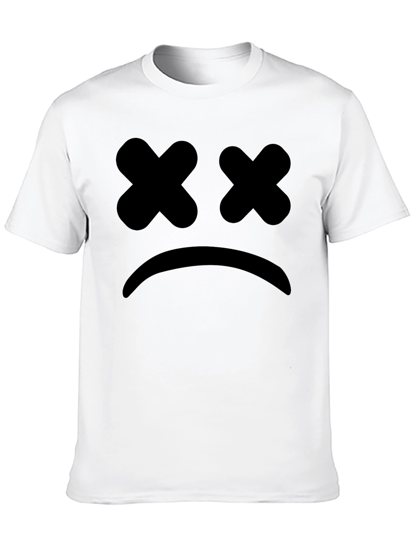 Sad Face Graphic Tee - Black Cotton T-Shirt