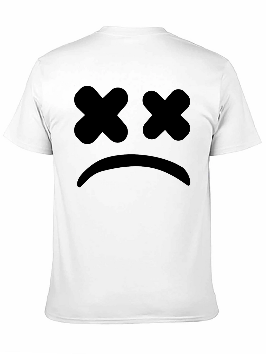 Sad Face Graphic Tee - Black Cotton T-Shirt
