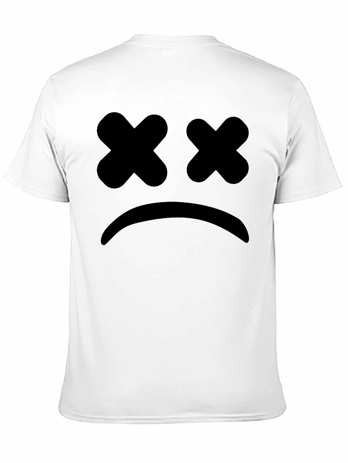 Sad Face Graphic Tee - Black Cotton T-Shirt