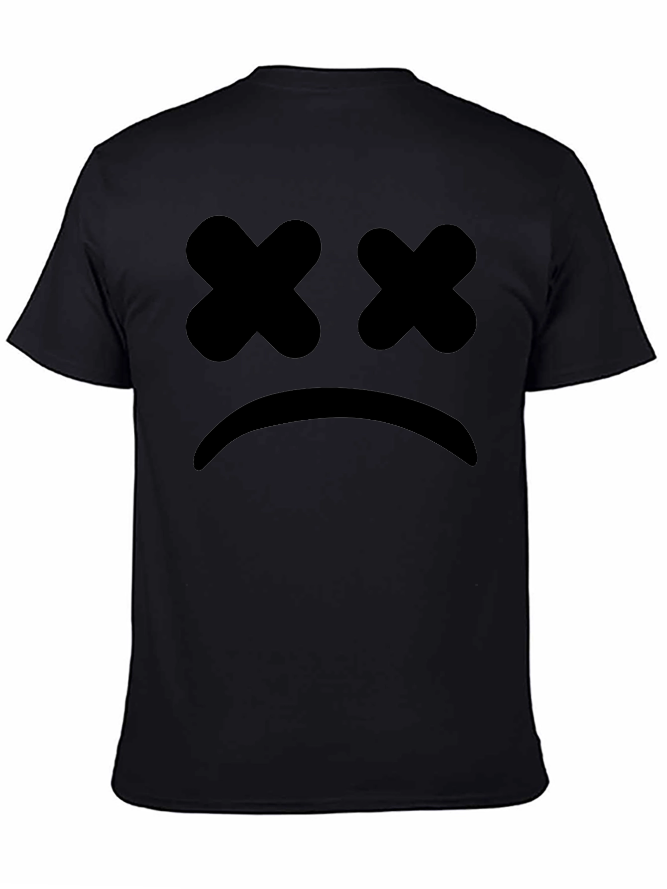 Sad Face Graphic Tee - Black Cotton T-Shirt
