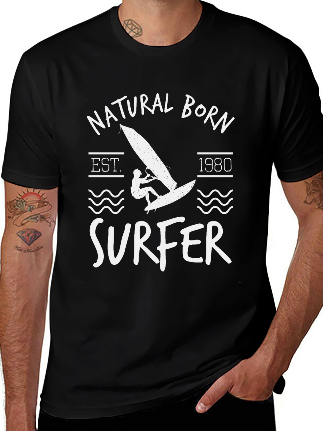 Natural Born Surfer T-Shirt Est. 1980 Surfing Tee